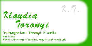 klaudia toronyi business card